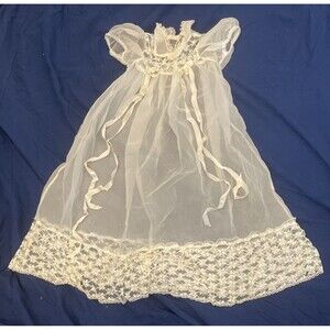 Vintage Madonna Original Baby Infant Christening Gown Baptism white lace jacket